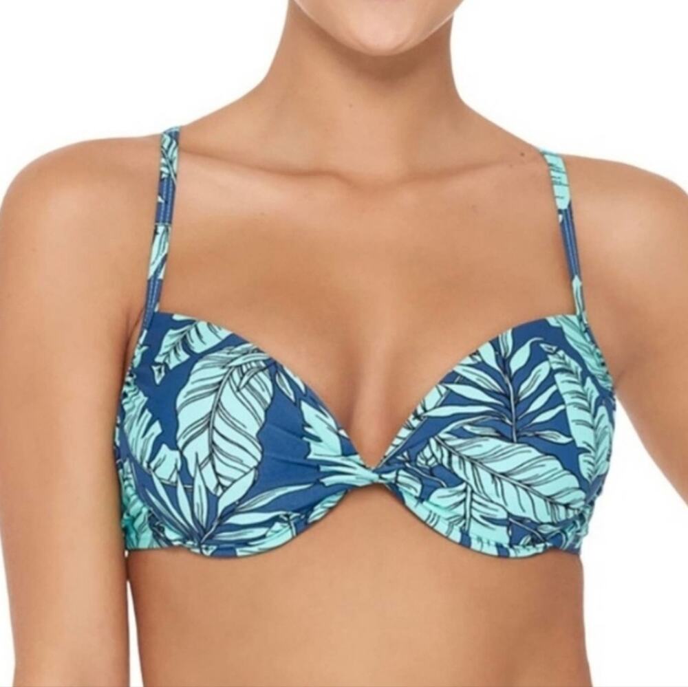 Hot Water Palm Leaf Padded Racerback Bikini Top